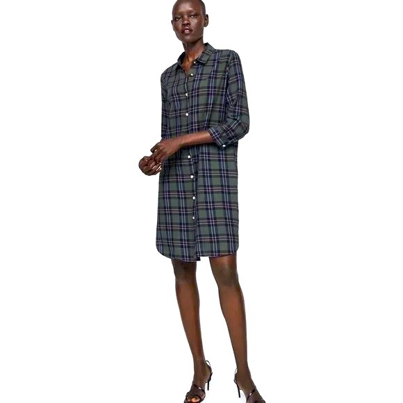 Zara • Tartan Shirt Dress - Picture 1 of 5